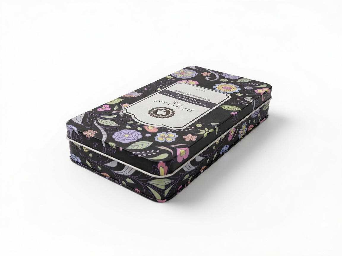 Vibrant Floral Customized Rectangular Tin Box with Beautiful Botanical Design for Candy, Chocolate, Cookie with Inner Printing
