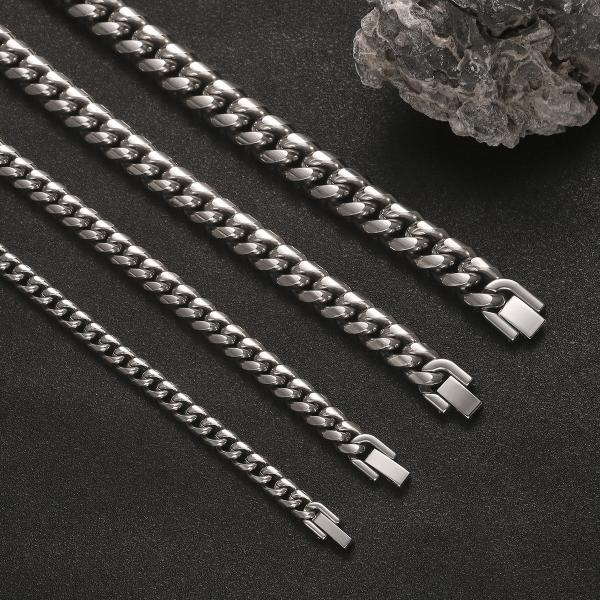 Multi Sizes 18k Stainless Steel Bracelets 17cm Cuban Link Chain Bracelet 19cm