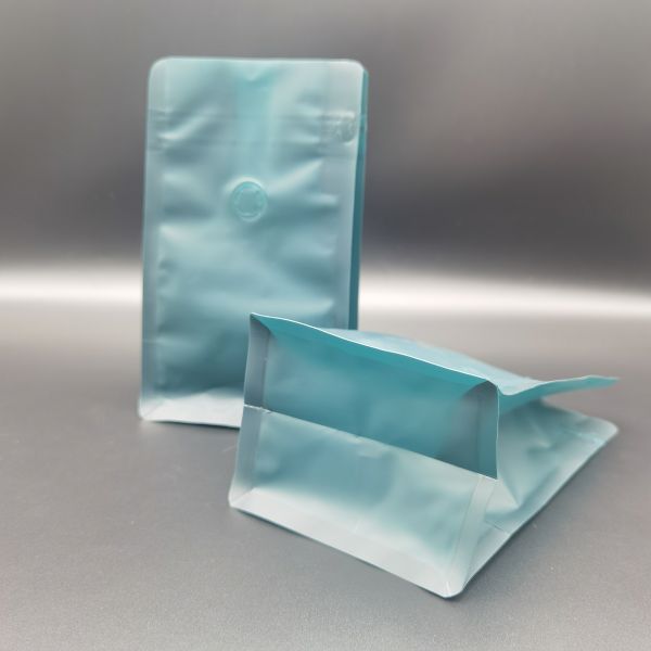 Flat Bottom Recyclable Packaging Bags PE Stand Up Coffee Pouches With Valve