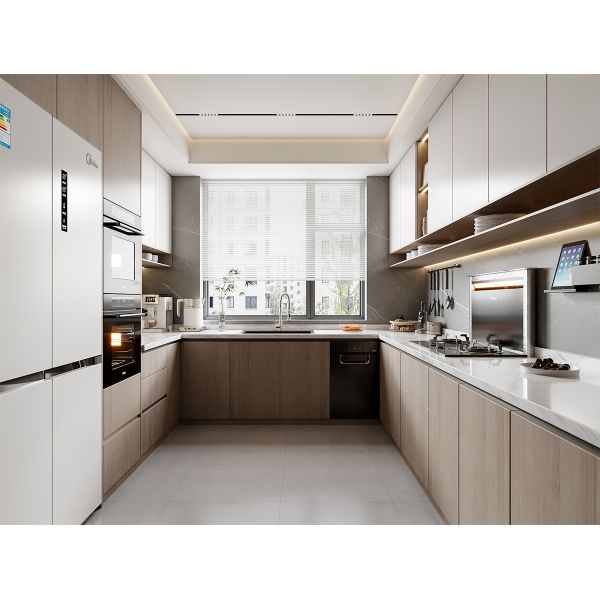 Modern Shaker Door Kitchen Laminate Painted Kitchen Cabinets With Wall Units