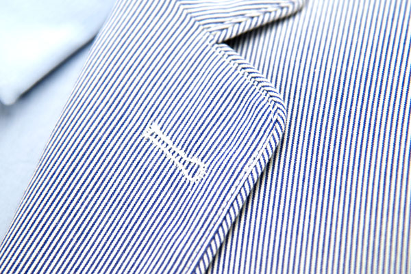 Blue Pinstripe Mens White Blazer Jacket Worsted Fabrics All Cotton Material