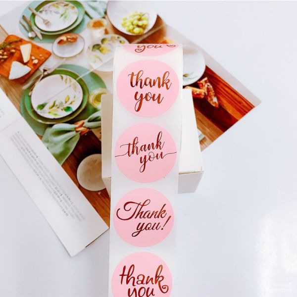 Printable Bronzing Thank You Sticker Labels Roll for Supermarket Invitation