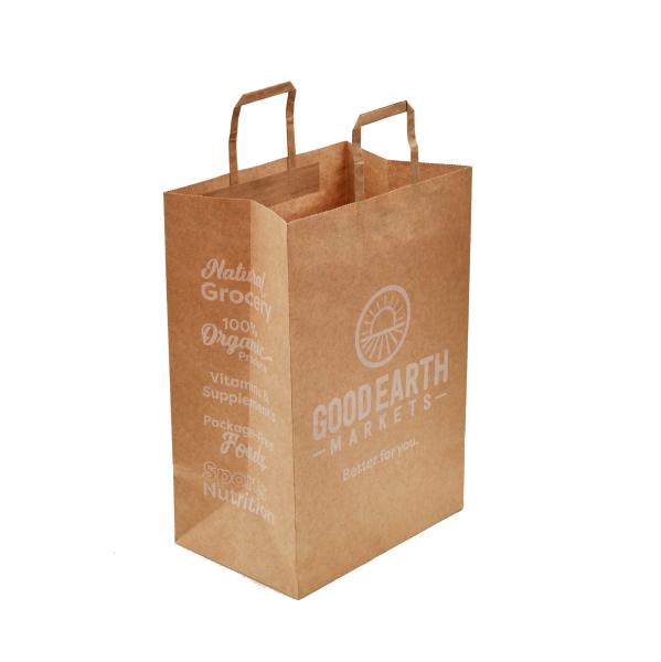 10 X 6 3/4 X 12 Kraft Paper Bags With Flat Handles