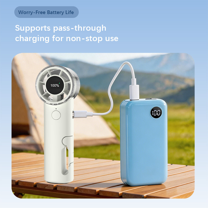 Custom logo Rechargeable Cooling Fan Handheld LED Display Fan Battery Powered for Wedding Gift Household Car Hotel
