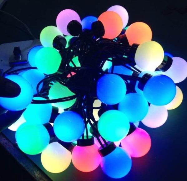 Factory direct supply Round ball cap RGBY LED string light christmas IP54 indoor / outdoor decoration 9-10 lm/led