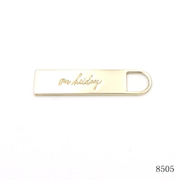 Gold Plated Engraved Custom Brand Logo Metal Zipper Tag Puller For Bag Hardware Accessories/clothing