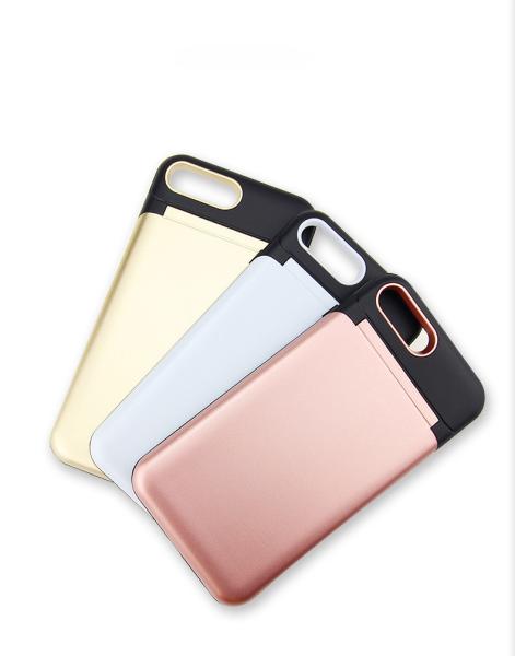 TPU PC 2 in 1 pink card slot phone case with a mirror for iphone X 6splus 7plus