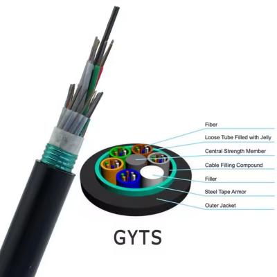 Câble à fibre optique monomode extérieur blindé GYTS GYTA, tube lâche, conduit, 4 6 8 12 24 48 96 fibres