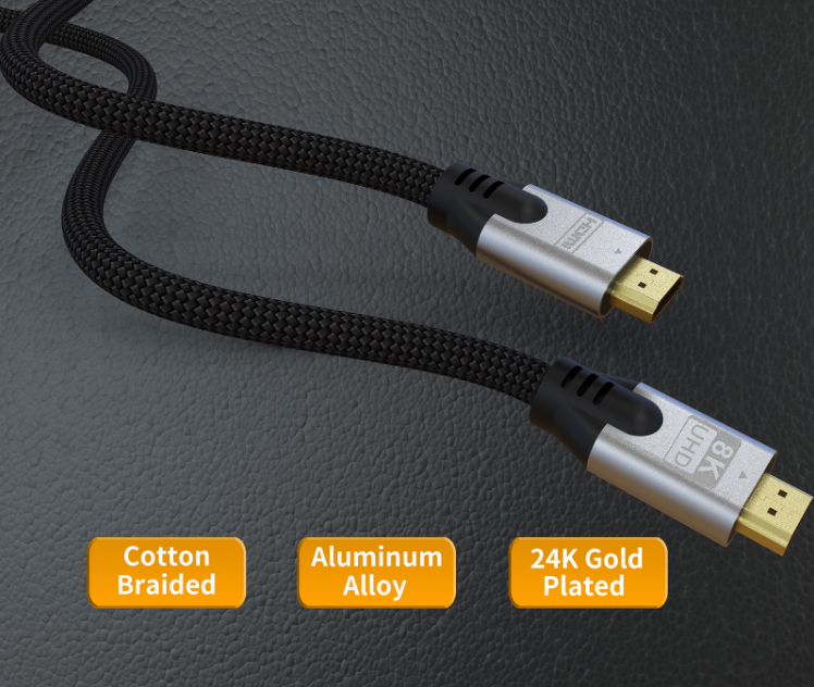 Nylon Braided 8K 60Hz Optical Hdmi Cable Bare Copper Conductor