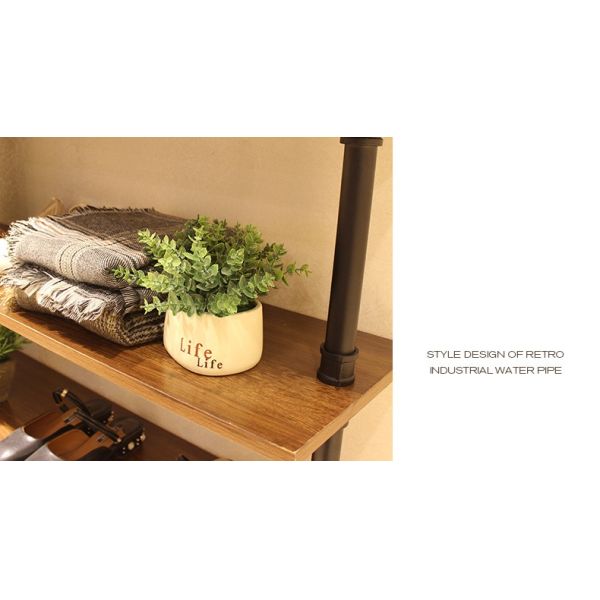 Wood / Metal Indoor Shoe Rack Display Shelves Modern 6 Layers Store Fittings