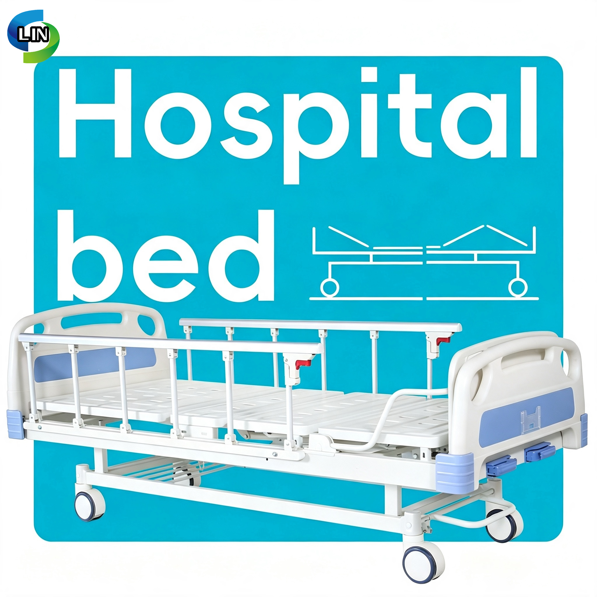 CE Certified Manual Nursing Bed with Multi-function and Stainless Steel Construction for Hospitals