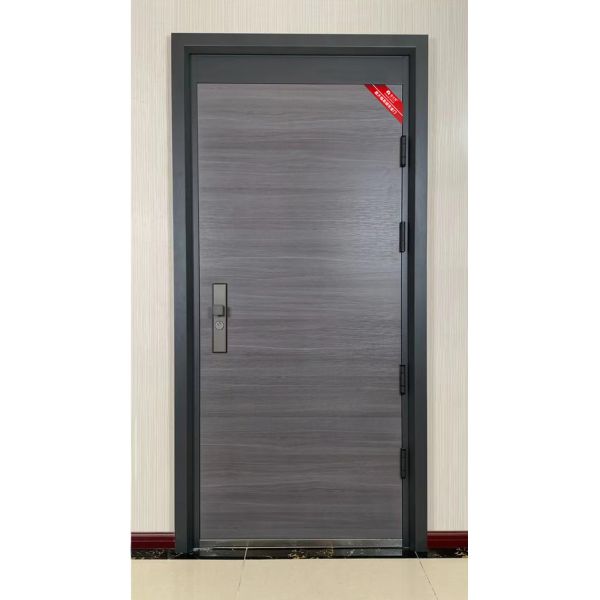 Flat Frame Entrance Door Unfinished Modern Black Steel Entry Door Side Panels