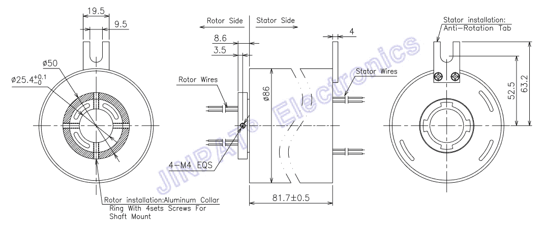 Внутренний диаметр 25.4mm через снабжение жилищем сплава алюминия кольца выскальзывания скважины