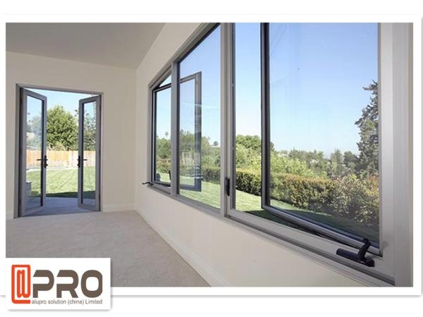 Residential Push Out Casement Windows / Aluminium Pivoting Window With Grid Design white aluminium windows