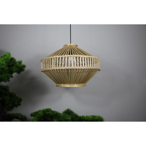 3500K Retro Bamboo Woven Pendant Light For Indoor Living Room