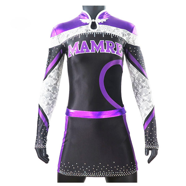 Quick Dry Purple All Star Cheer Uniforms With Customized Patterns