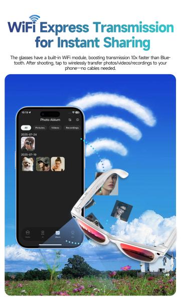 Smart Audio Glasses Wireless Calls Earphones Voice Assistant Sunglasses