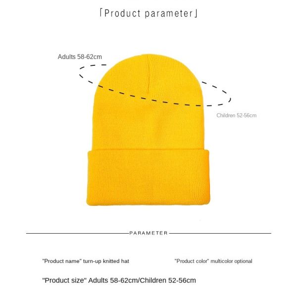 Custom Logo Embroidery Unisex Acrylic Knit Cuffed Cap Warm Winter Knit Hats Beanie for SKI