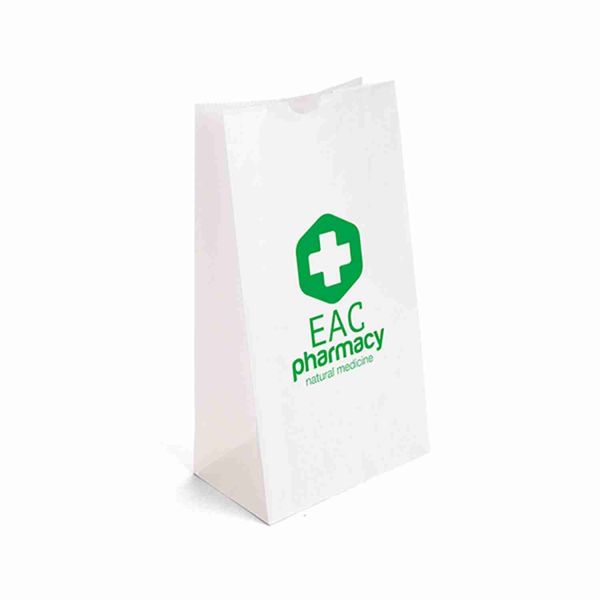 Small Printed Pharmacy Bags Medical Kraft Paper White SOS Bags