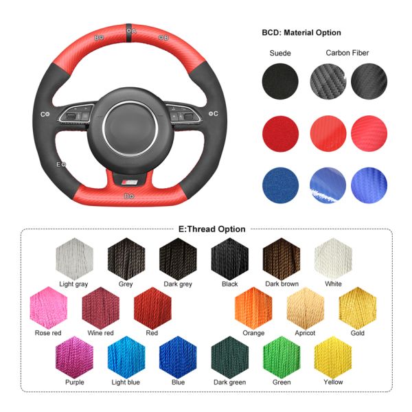 Custom Thread Color MEWANT Steering Wheel Cover For Audi A5 A7 RS5 RS7 S3 S4 S5 S6 S7 SQ5