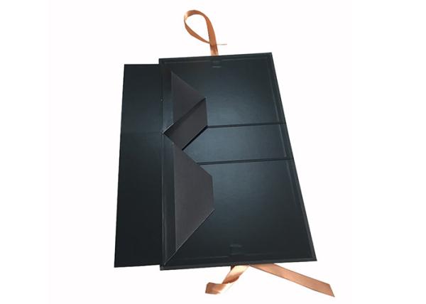 Black Color Folding Carton Box Rigid Paperboard Material For Wig Extension Packaging