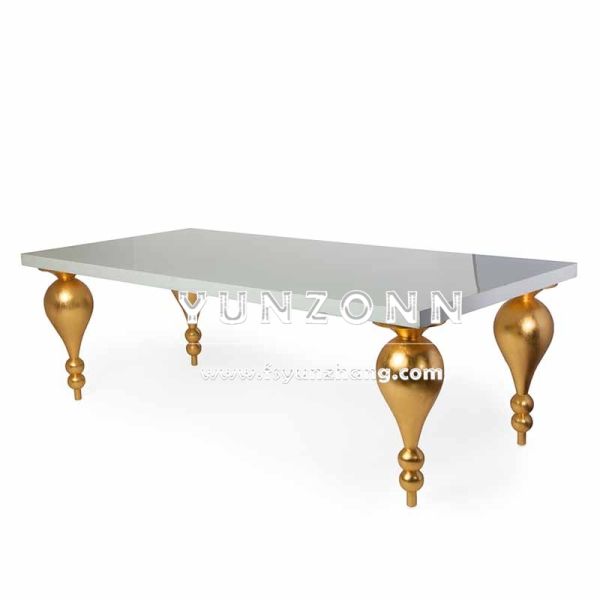 Modern Stainless Steel Rectangle Dining Table With Four Big Legs for Outdoor Events Hotels Restaurants and Halls