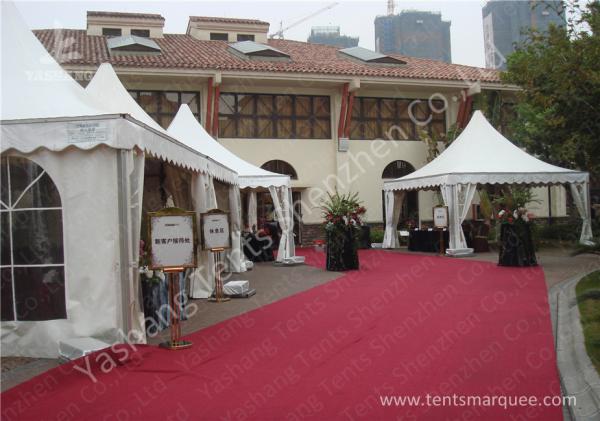Outdoor Soft PVC Window Pressed High Peak Tents Aluminum Alloy Frame