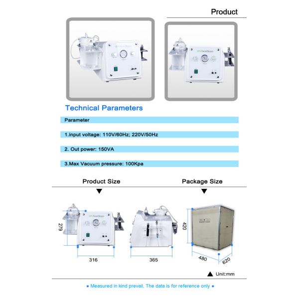 Stainless Steel Hydrafacial Beauty Machine 150W Diamond Microdermabrasion Facial Machine