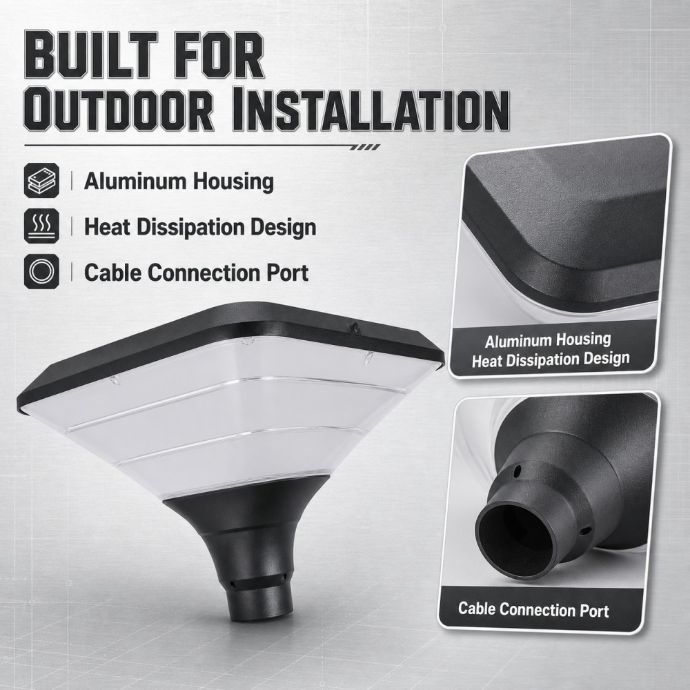 Modern Matte Black Solar Garden Lights 30W 50W Anti Glare for Outdoor Villa Yard Pathway