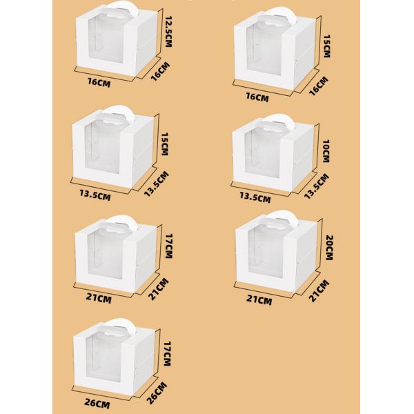Белое открытое окно 3-дюймовое 4-дюймовое 6-дюймовое 8-дюймовое коробка для торта из неокрашенной бумаги