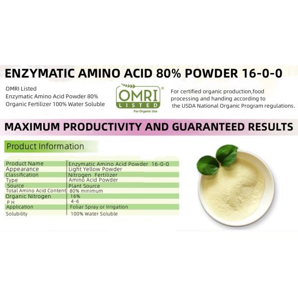 Soy Based Hydrolysate Amino Acids Nature Nitrogen 14-0-0 For Organic Growing