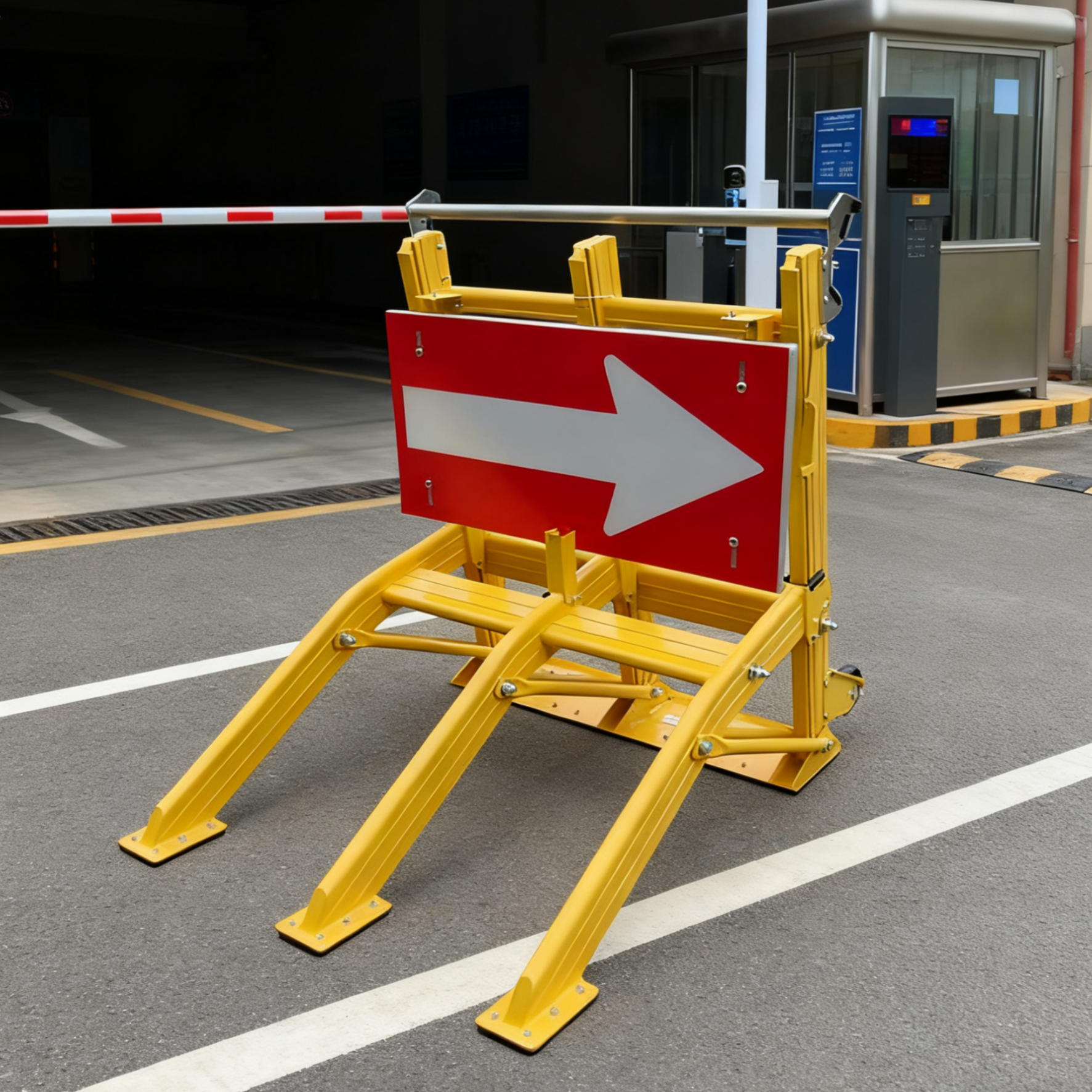 25KG Lightweight Mobile Vehicle Barrier with Foldable Design and High-Visibility Orange for Road Safety