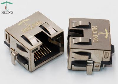 Montagem da placa de Tab Up Shielded Overhangs RJ45 através da montagem do PWB do furo
