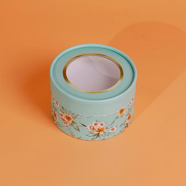 Open Window Cosmetic Puff Loose Powder Paper Tube Box for Beauty Packaging Skin Care Makeup Shaker Lid Paper Tube