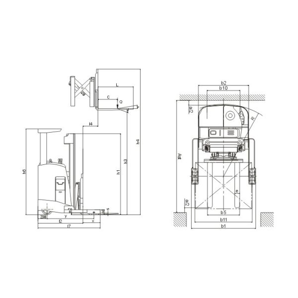 el camión estrecho de elevación del pasillo de la altura de los 6m con solo Scissor el alcance 500m m de las bifurcaciones