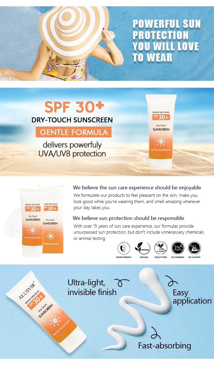 OEM ODM Customized SPF 30 Natural Herbal Skincare Moisturizing Sunscreen UV Protection Whitening Sunscreen