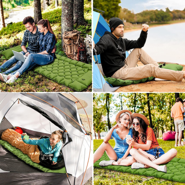 Rectangle Camping Sleeping Pad with Built-in Foot Pump and Pillow Lightweight Design
