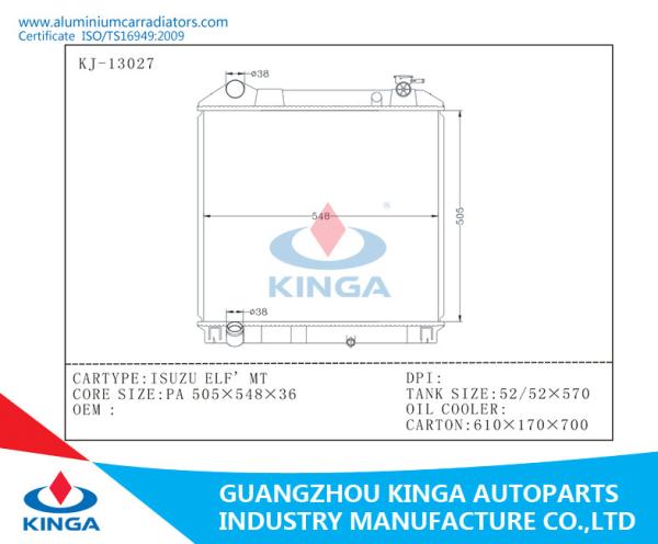 Professional Water Cooled Aluminum Radiator For ISUZU ELF PA36