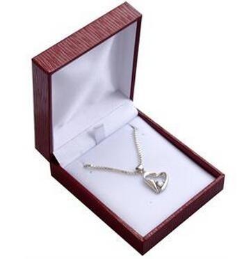 Red Leatherette Jewelry Pendant Box , White Insert Small Plastic Boxes For Jewellery