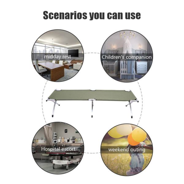 Зеленая кровать спать располагаясь лагерем кровати Оксфорда стальной трубы складывая на открытом воздухе для взрослых