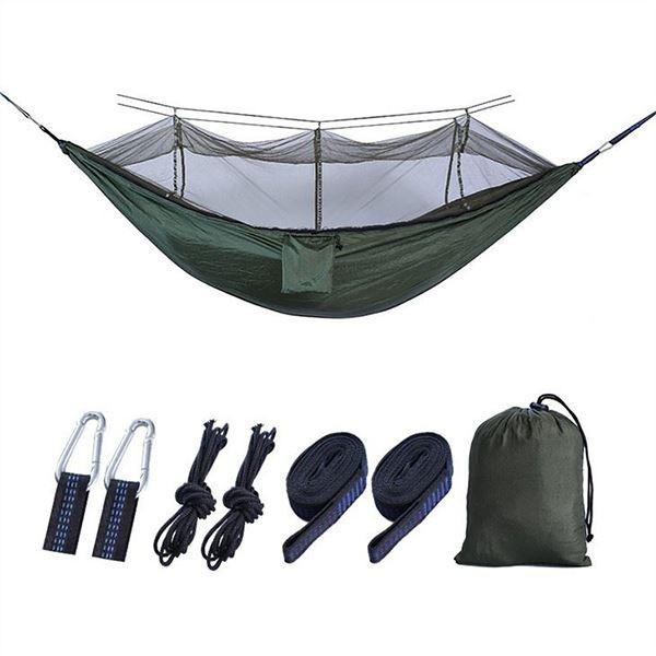 Camping Hammock with Mosquito Net, Hammocks with 13ft Tree Straps Carabiners, Automatic Quick Open Outdoor