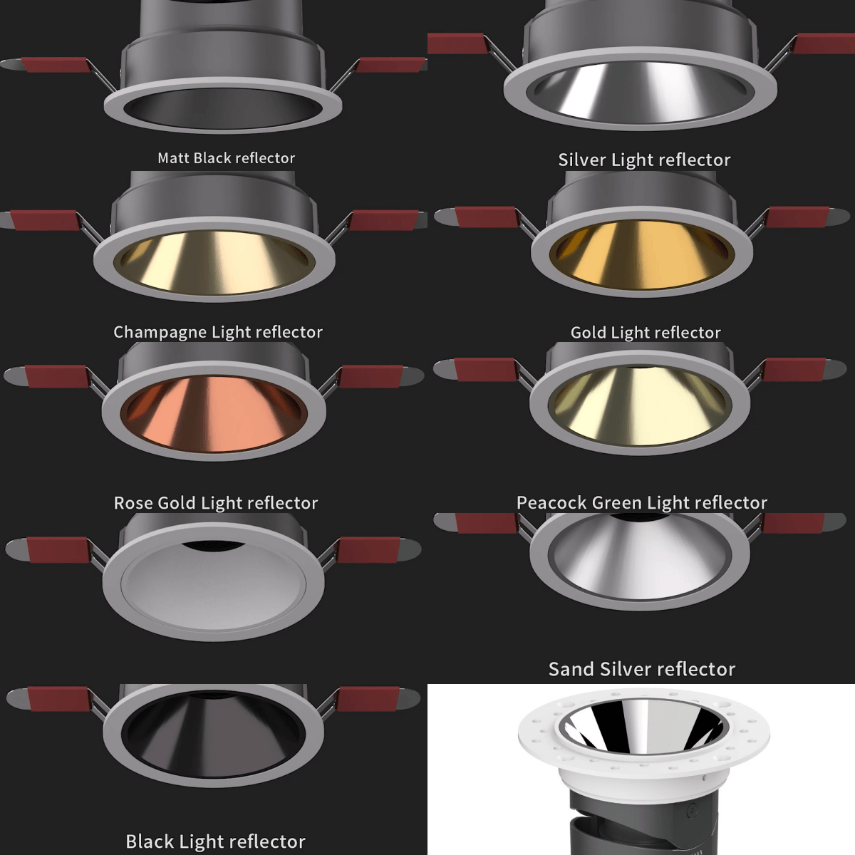 Светодиодный потолочный гриль Свет Алюминиевый корпус Скрытый прожектор Внутреннее освещение OEM 5W 10W 18W 2дюймов 3дюймов 4дюймов