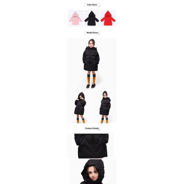 Chinese Clothing Manufacturers White Duck Down Padding Long Winter Coats Kids Fashion Down Jacket For Girls