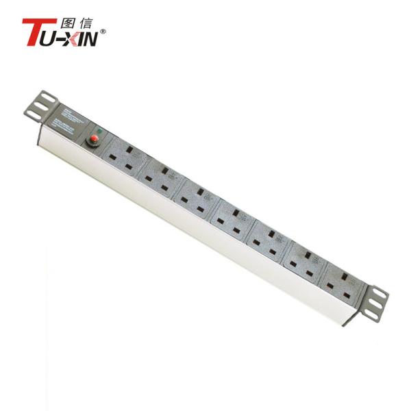 UK Plug Rack Mount Pdu Power Distribution Unit 250VAC 50 / 60HZ 15A Aluminum Alloy
