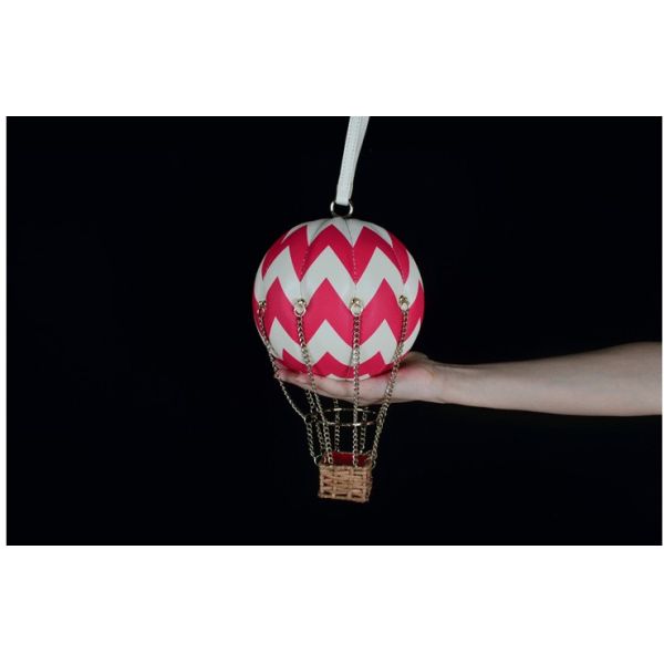 Check hot air balloon creative decorative chain handbag leather clutch female