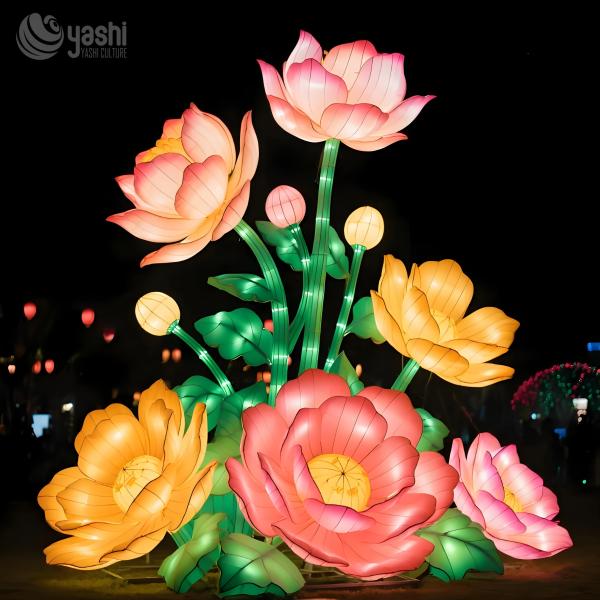 Traditional Chinese Peony Sculpture Outdoor Party Lanterns 110/220V
