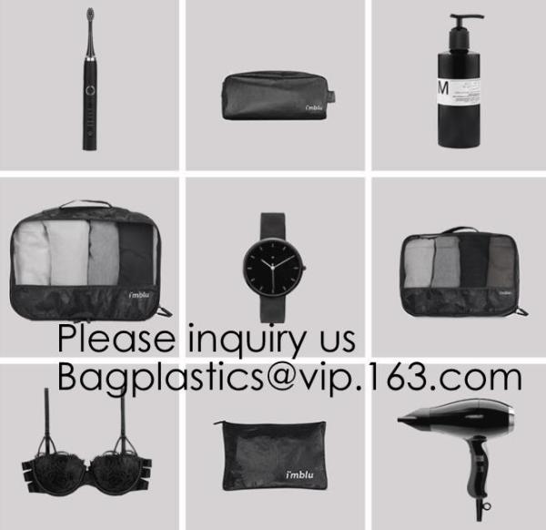 Custom Travel Organizer Cosmetic Ziiper Black Tyvek Paper Bag,Factory Price Tyvek Cosmetic Bag Custom Tyvek Paper Pouch