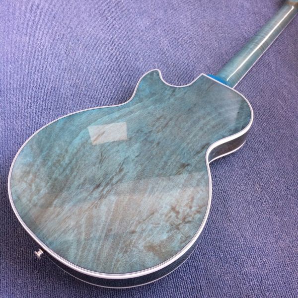 New style of custom guitar, double F holes,Flame Maple Top ,blue guitar