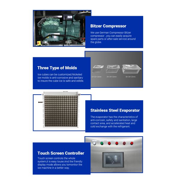 38*38*22 мм Кубик льда Размер Кубик соленой воды Ледовый станок с методом охлаждения водой