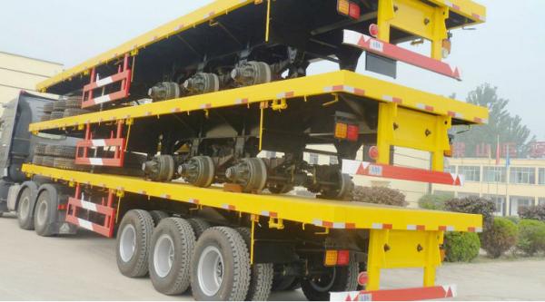 13m Extendable air suspension 60t Flat Bed Semi Trailer for transporting 20ft 40ft 45ft